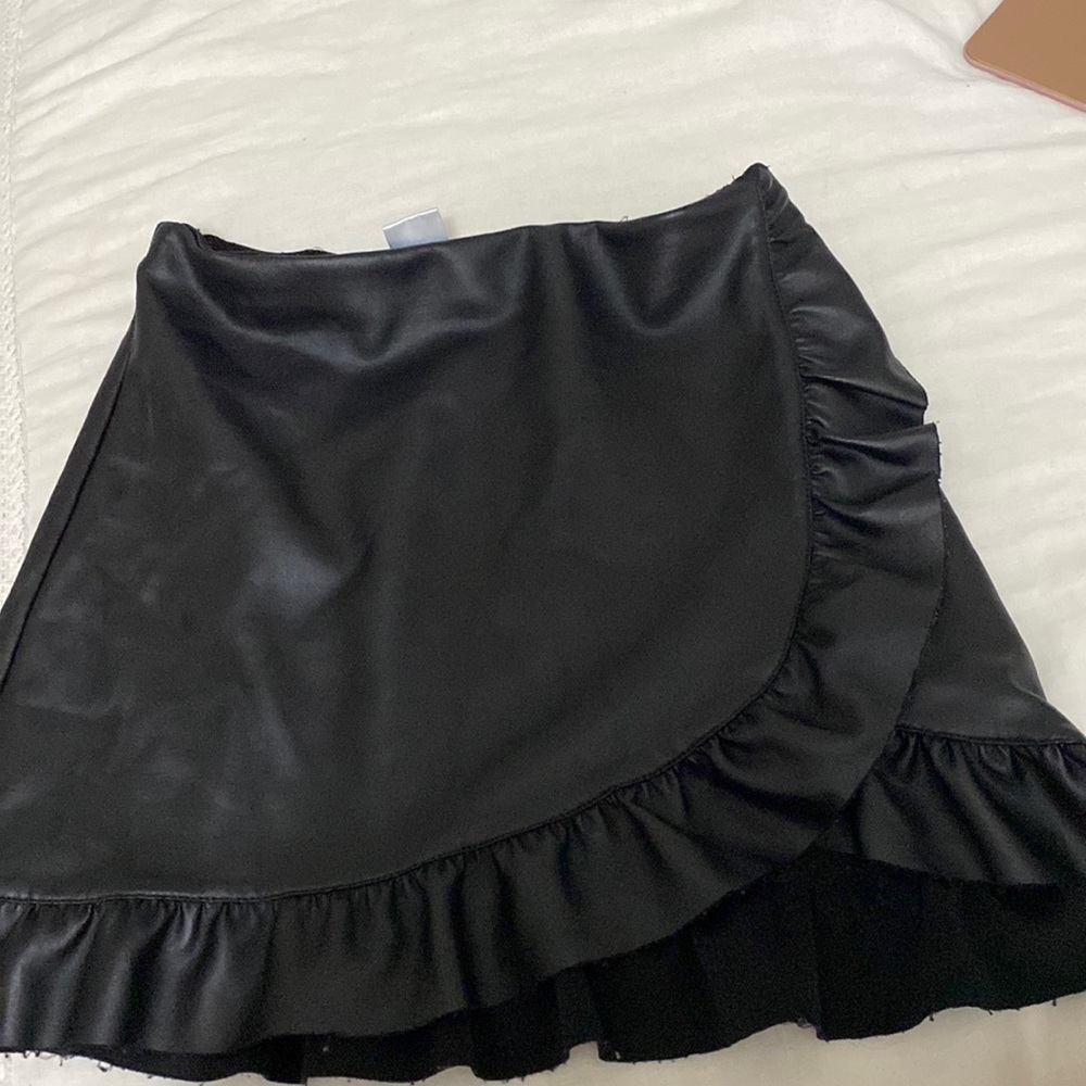 Aqua kids mini faux leather skirt